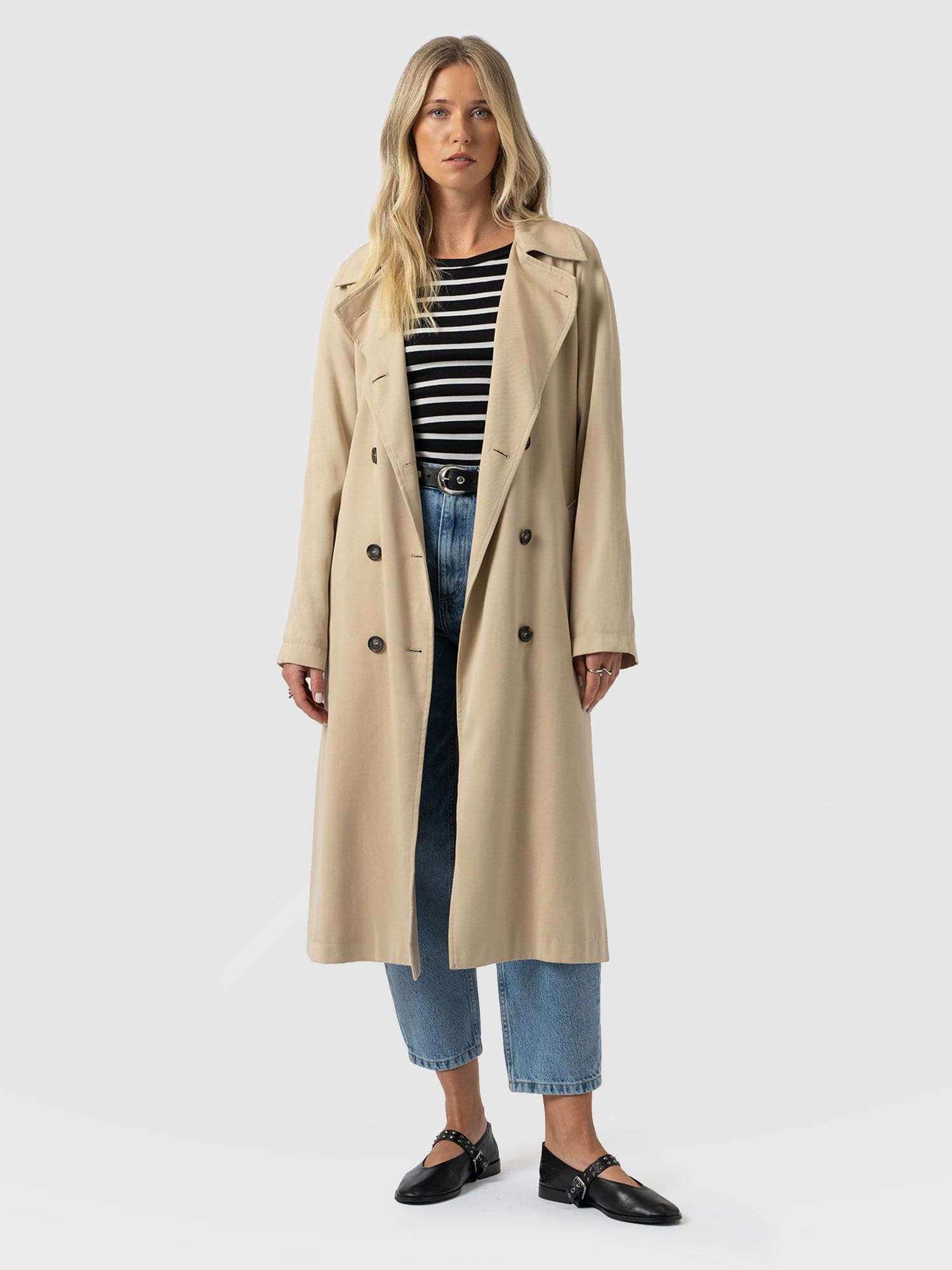 Marion Double Breasted Trench Beige - Women's Overcoats | Saint + Sofia® EU