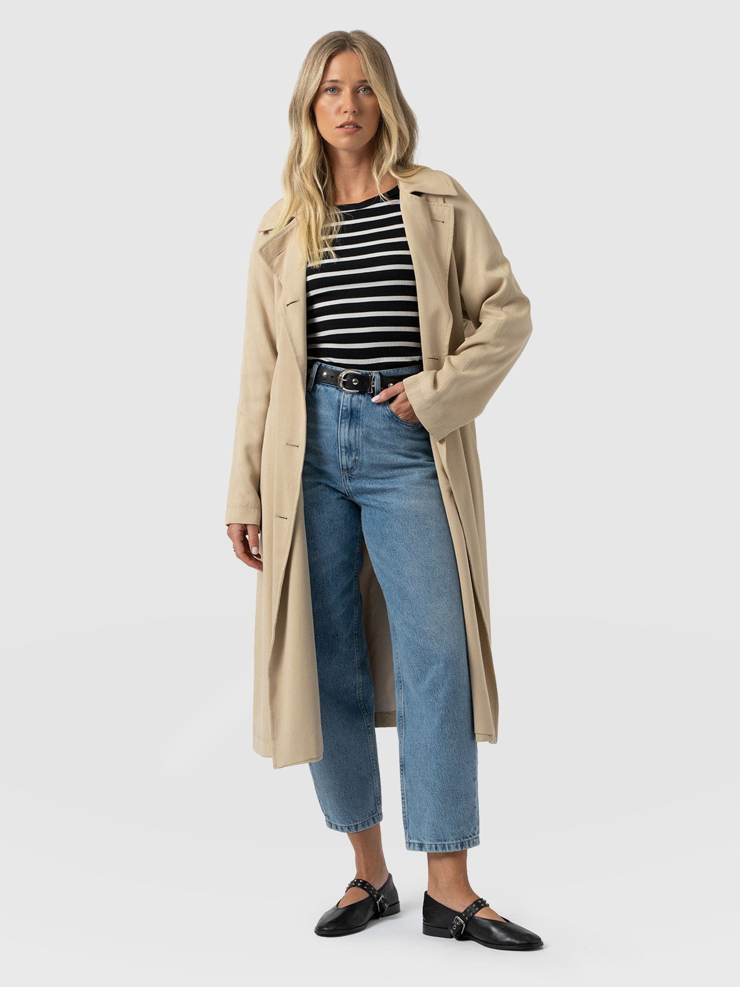 Marion Double Breasted Trench Beige - Women's Overcoats | Saint + Sofia® EU
