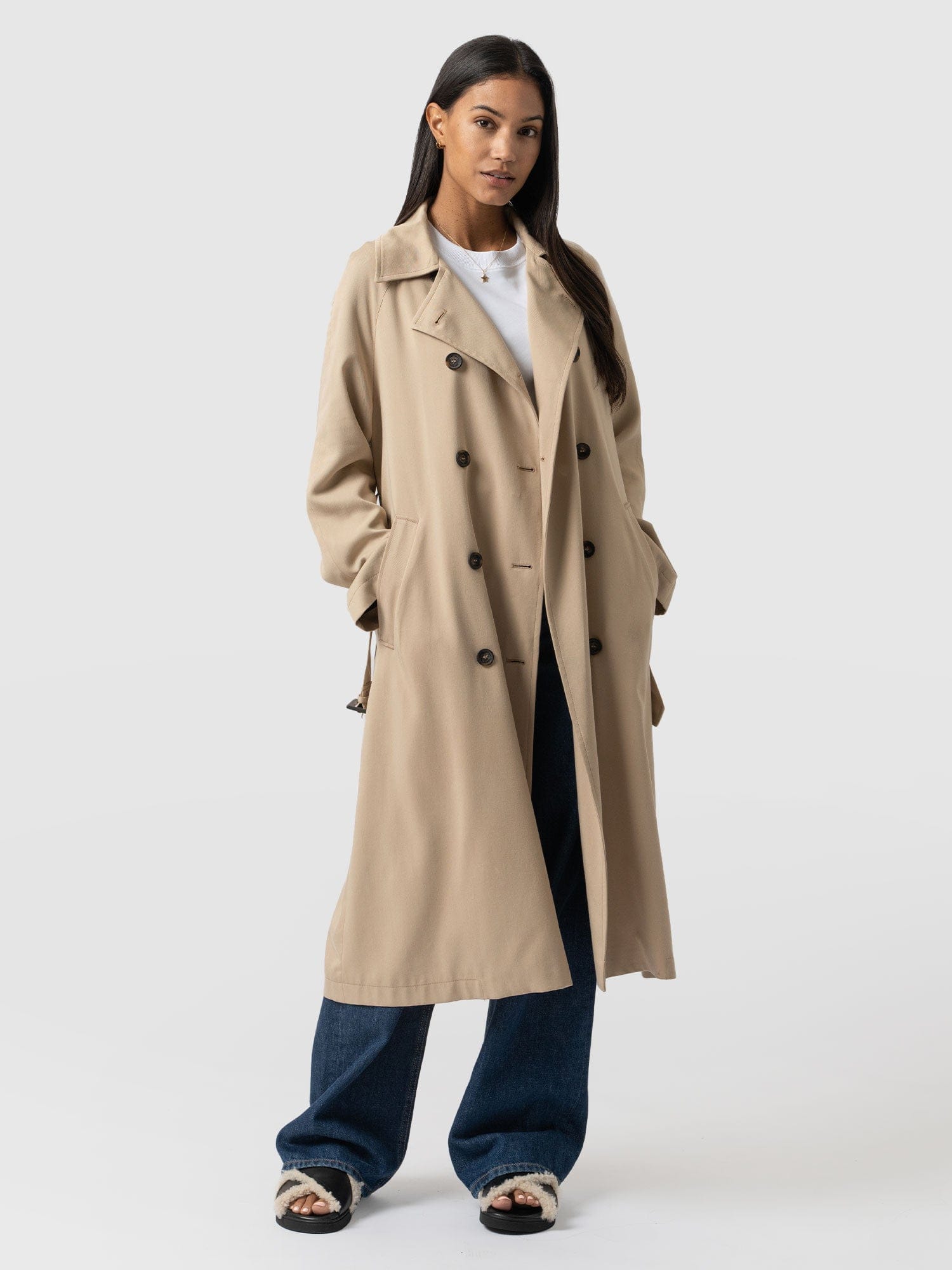 Marion Double Breasted Trench Beige - Women's Overcoats | Saint + Sofia® EU