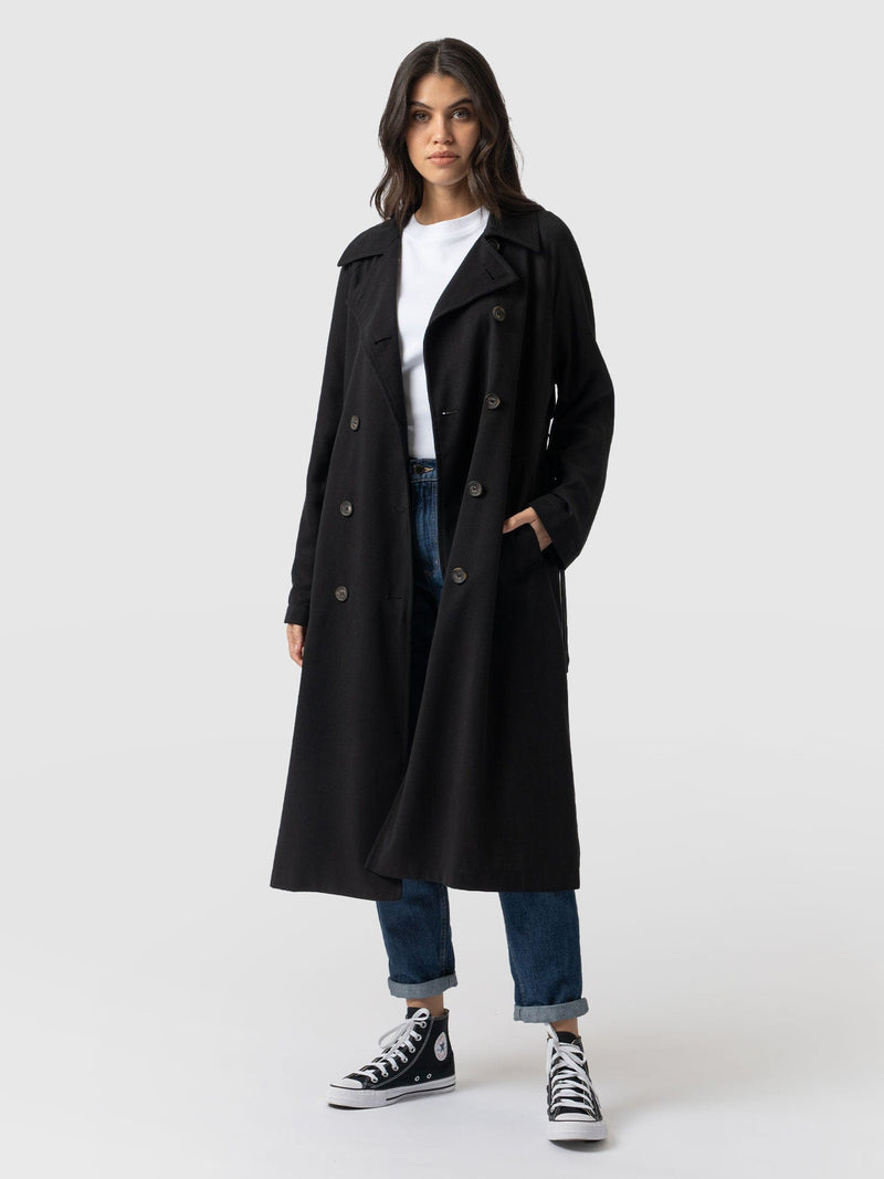 Marion Double Breasted Trench Black - Women's Overcoats | Saint + Sofia® EU