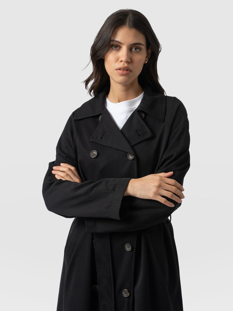 Marion Double Breasted Trench Black - Women's Overcoats | Saint + Sofia® EU