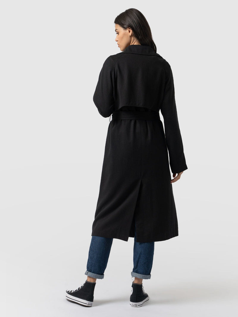 Marion Double Breasted Trench Black - Women's Overcoats | Saint + Sofia® EU