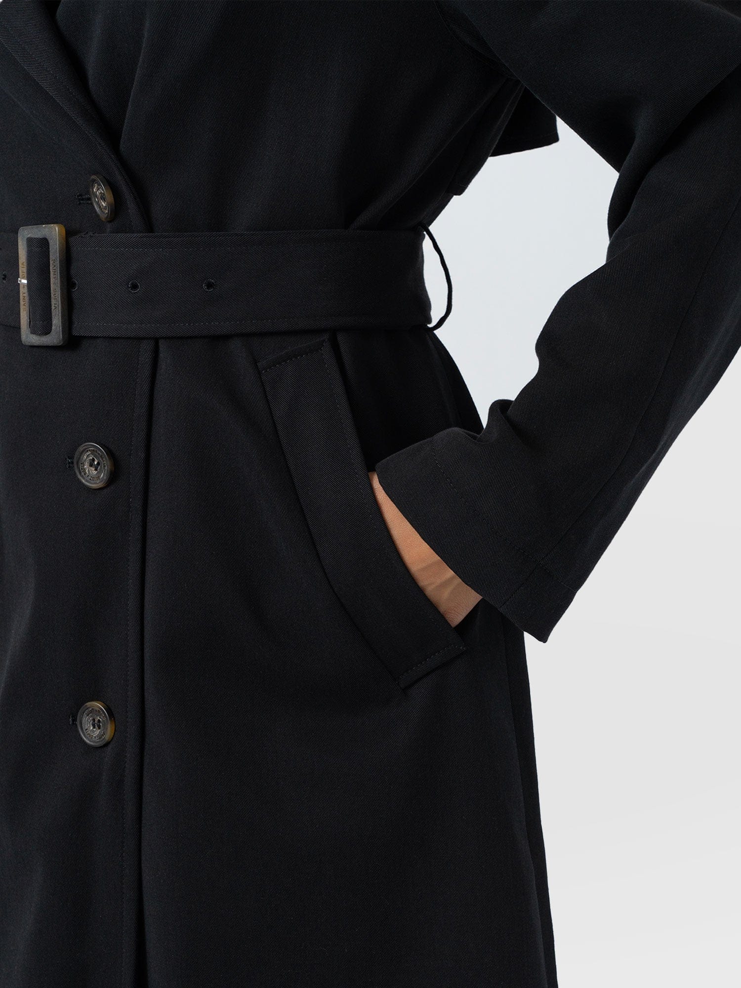 Marion Double Breasted Trench Black - Women's Overcoats | Saint + Sofia® EU
