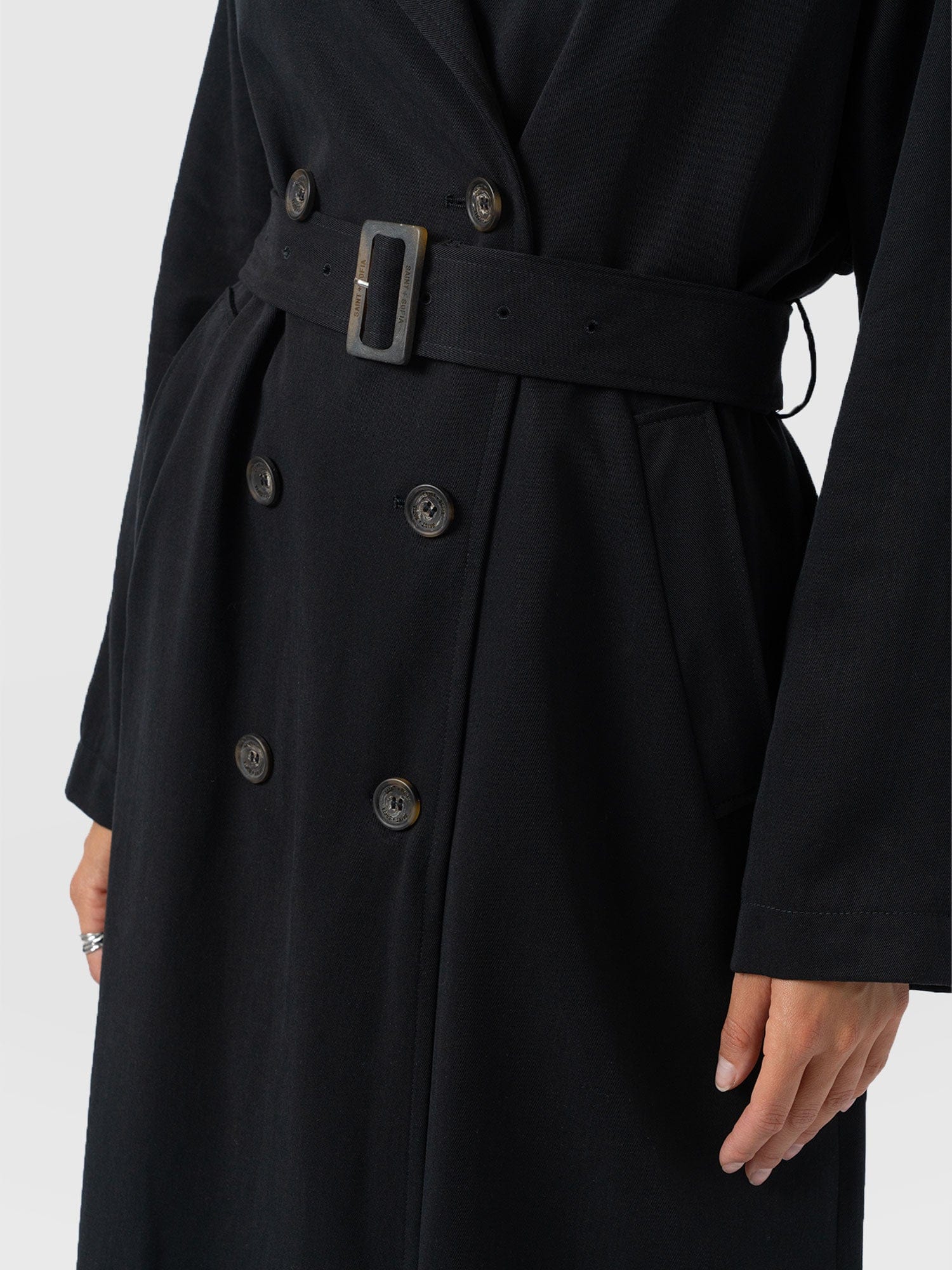 Marion Double Breasted Trench Black - Women's Overcoats | Saint + Sofia® EU