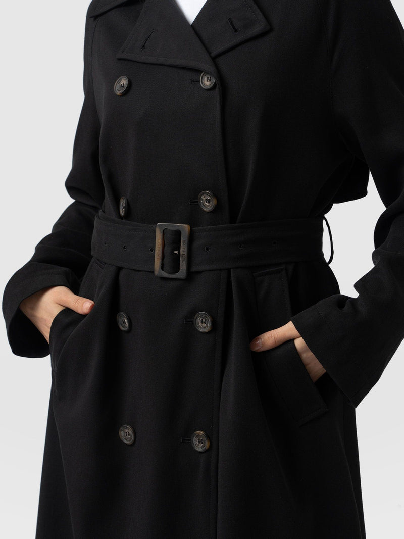 Marion Double Breasted Trench Black - Women's Overcoats | Saint + Sofia® EU