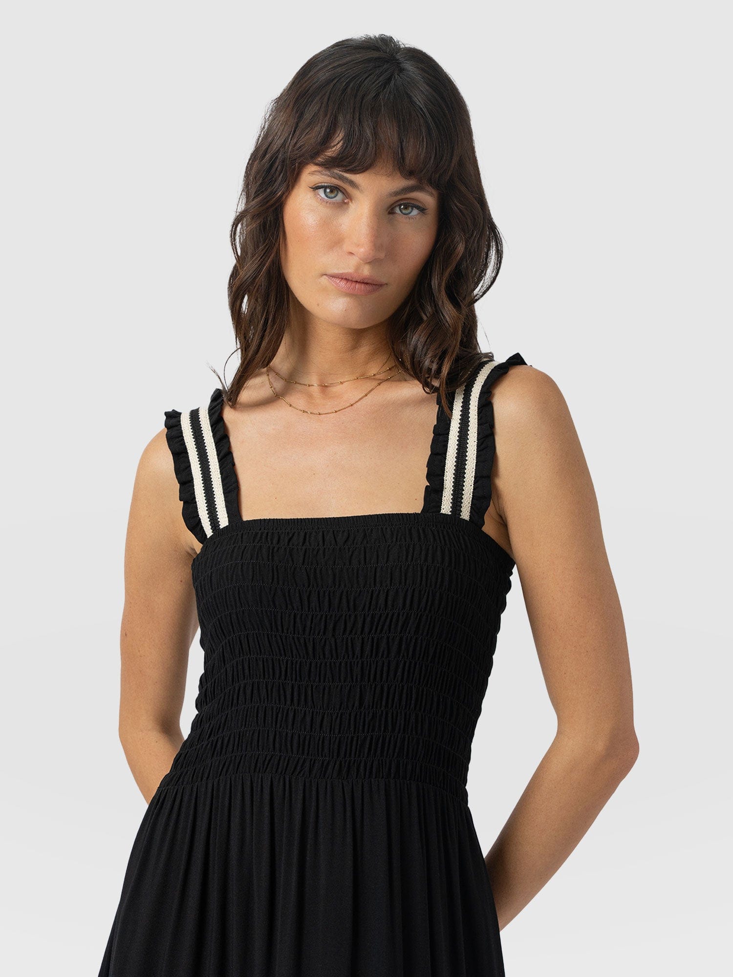 Maya Shirring Dress - Black - Women's Dresses | Saint and Sofia® EU