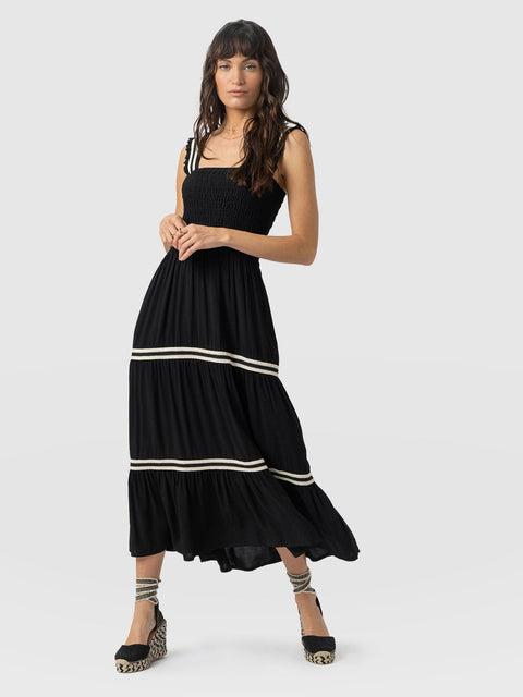Maya Shirring Dress - Black - Women's Dresses | Saint and Sofia® EU
