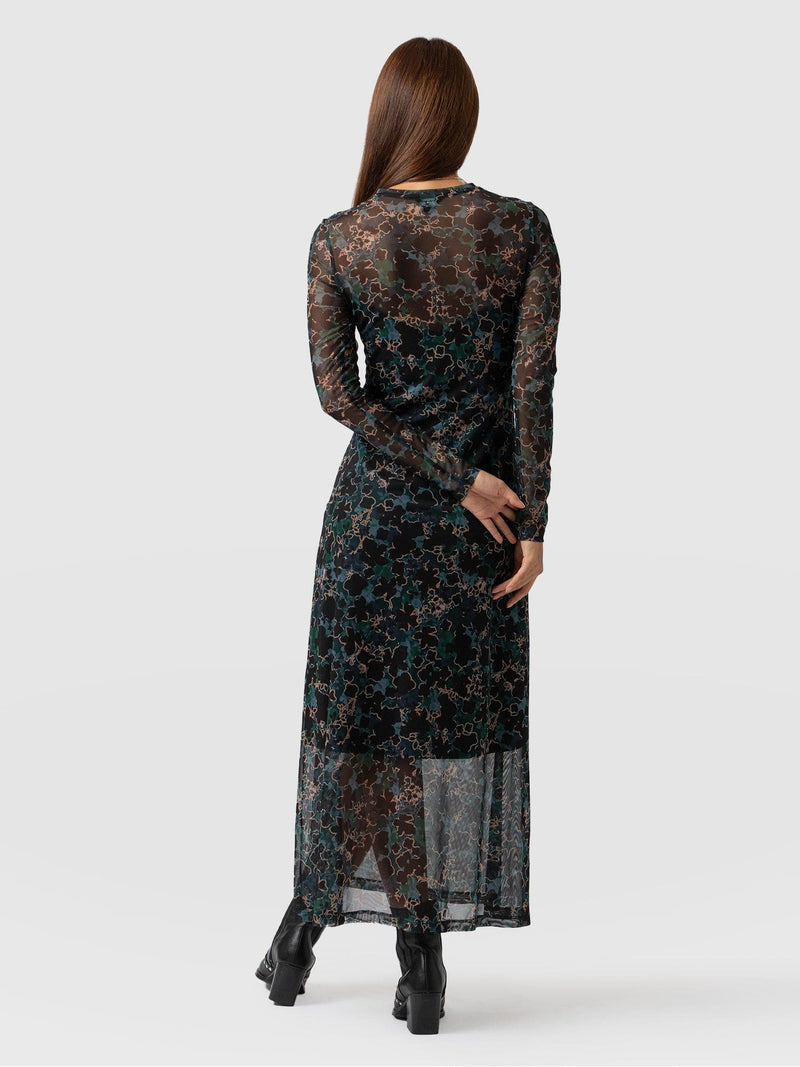 Mesh Runway Dress Green Twilight Floral - Women's Dresses | Saint + Sofia® EU