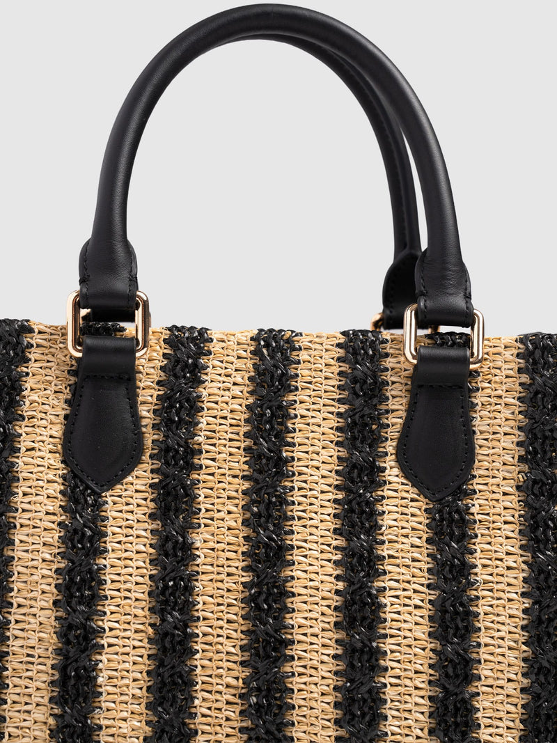 Mia Mini Tote Bag - Black Raffia - Women's Handbags | Saint + Sofia® EU