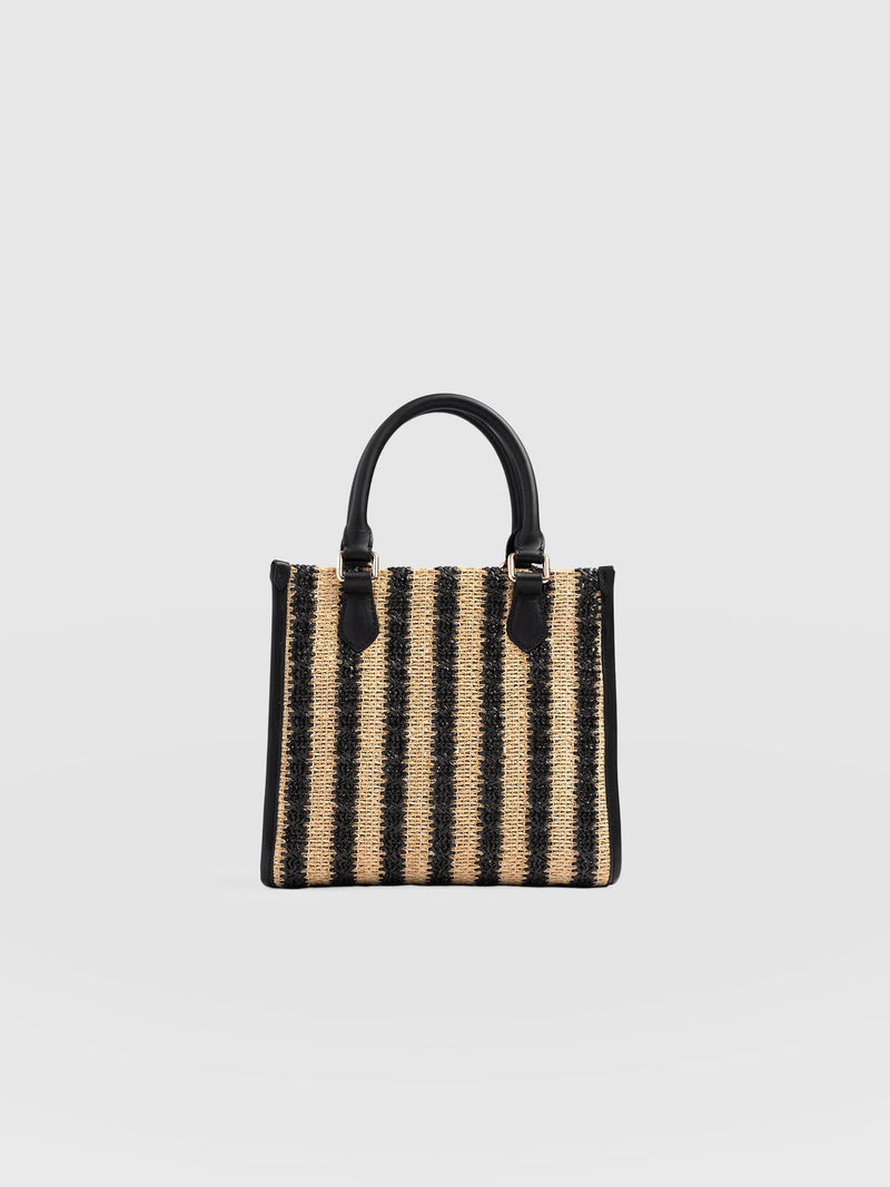 Mia Mini Tote Bag - Black Raffia - Women's Handbags | Saint + Sofia® EU