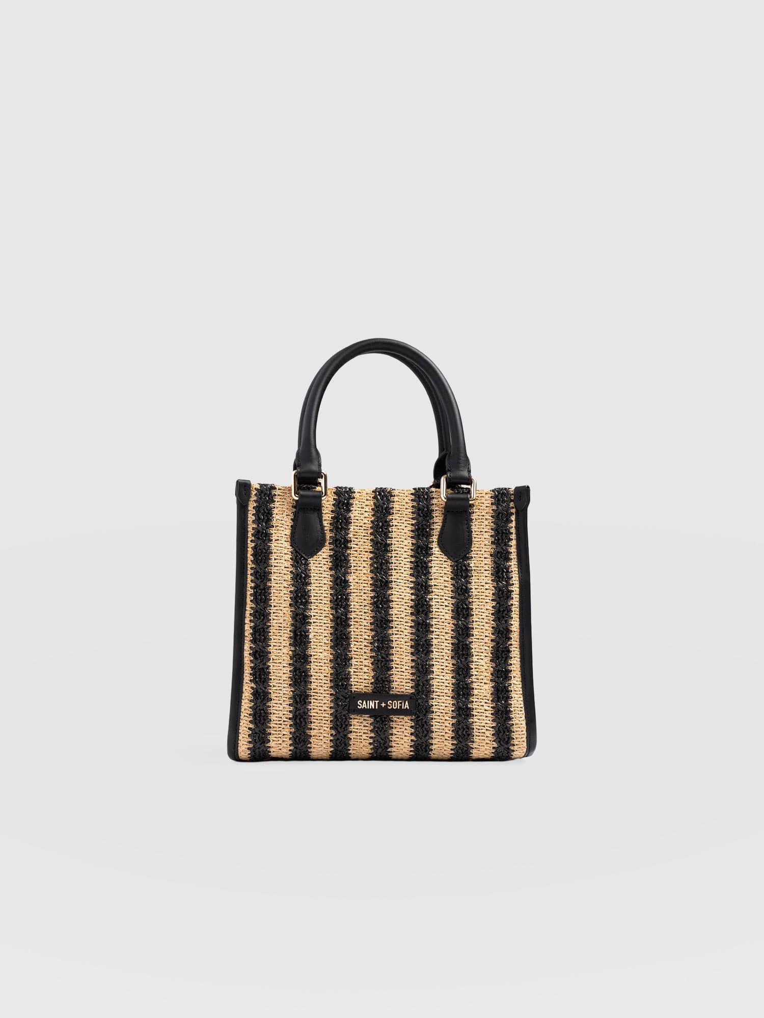 Mia Mini Tote Bag - Black Raffia - Women's Handbags | Saint + Sofia® EU