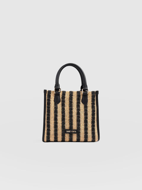 Mia Mini Tote Bag - Black Raffia - Women's Handbags | Saint + Sofia® EU