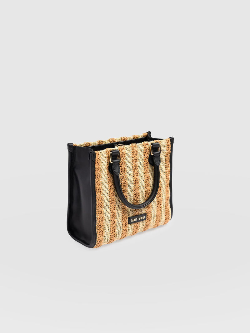 Mia Mini Tote Bag - Orange Raffia - Women's Handbags | Saint + Sofia® EU