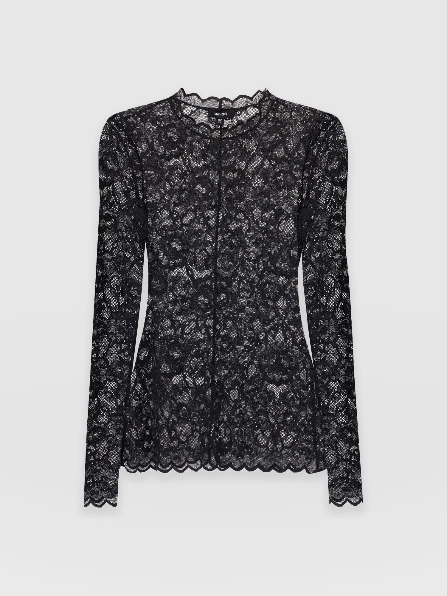 Miranda Lace Tee Black - Women's T-Shirts |  Saint and Sofia® EU