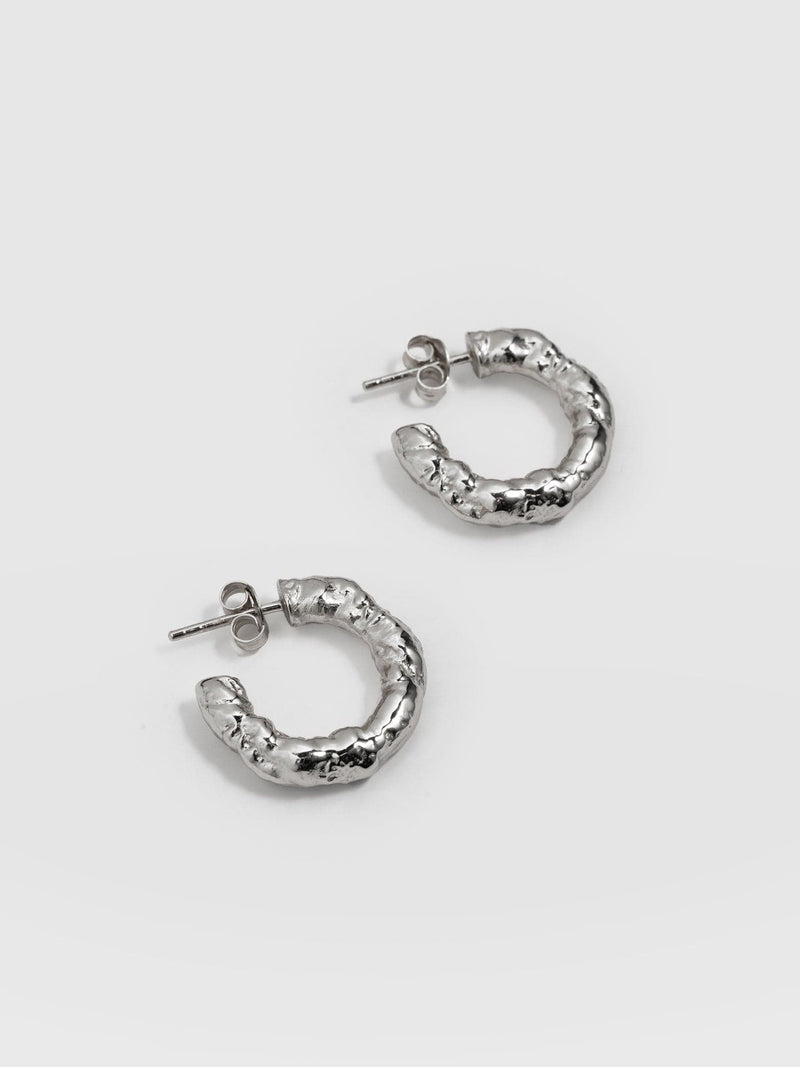 Molten Hoop Earrings Silver - Women's Jewellery | Saint + Sofia® EU