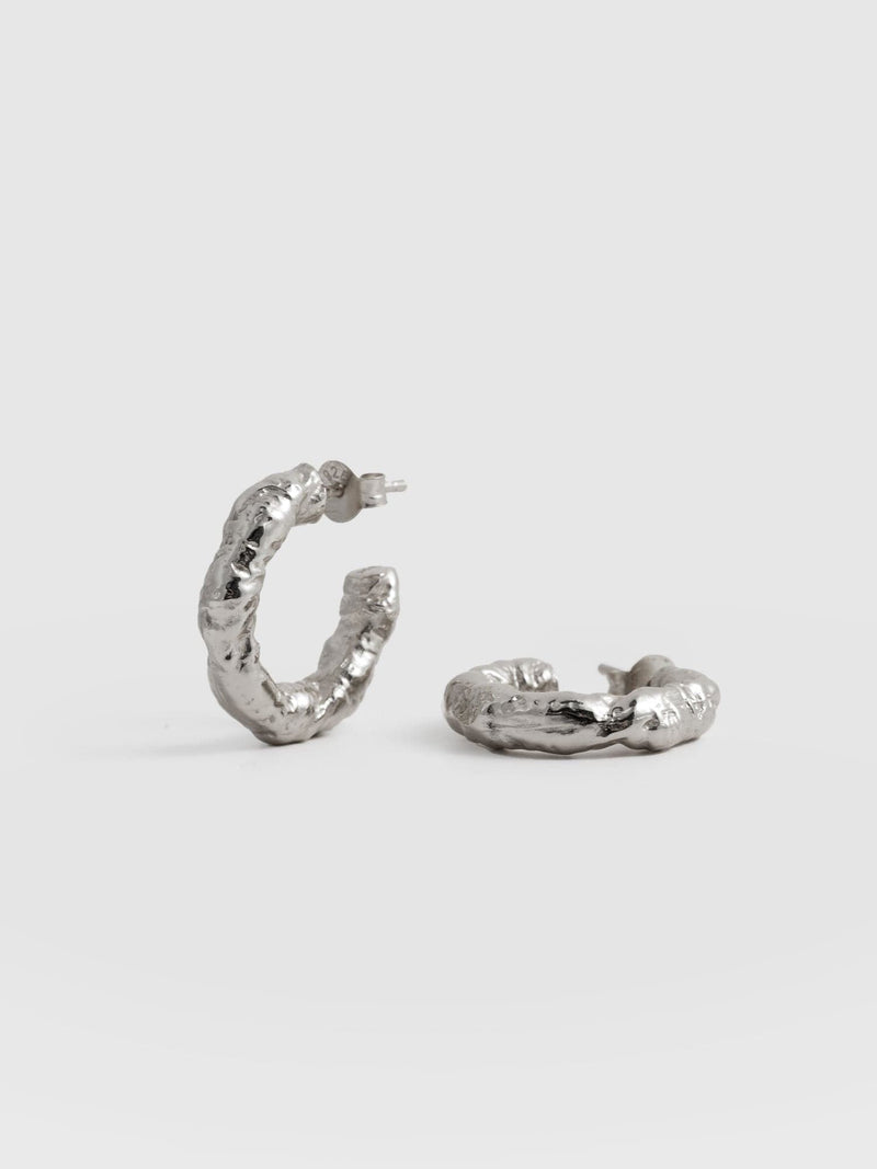 Molten Hoop Earrings Silver - Women's Jewellery | Saint + Sofia® EU