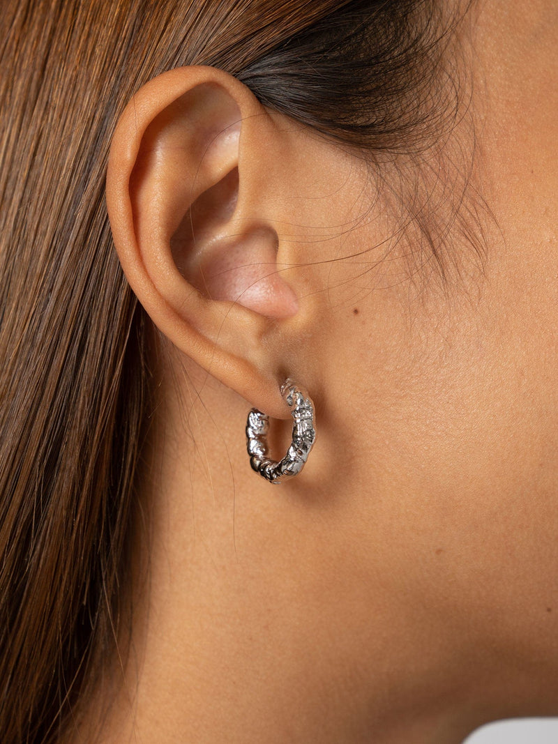 Molten Hoop Earrings Silver - Women's Jewellery | Saint + Sofia® EU