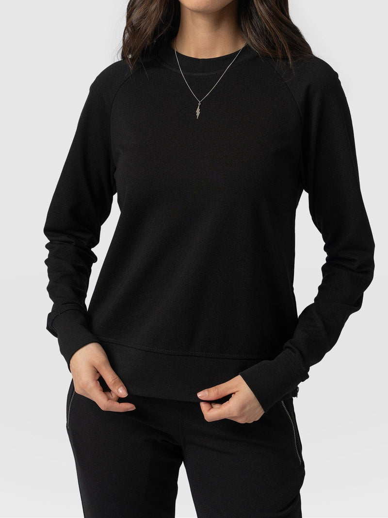 Morgan Zip Sweater Black & Beige - Women's Sweaters | Saint + Sofia® EU