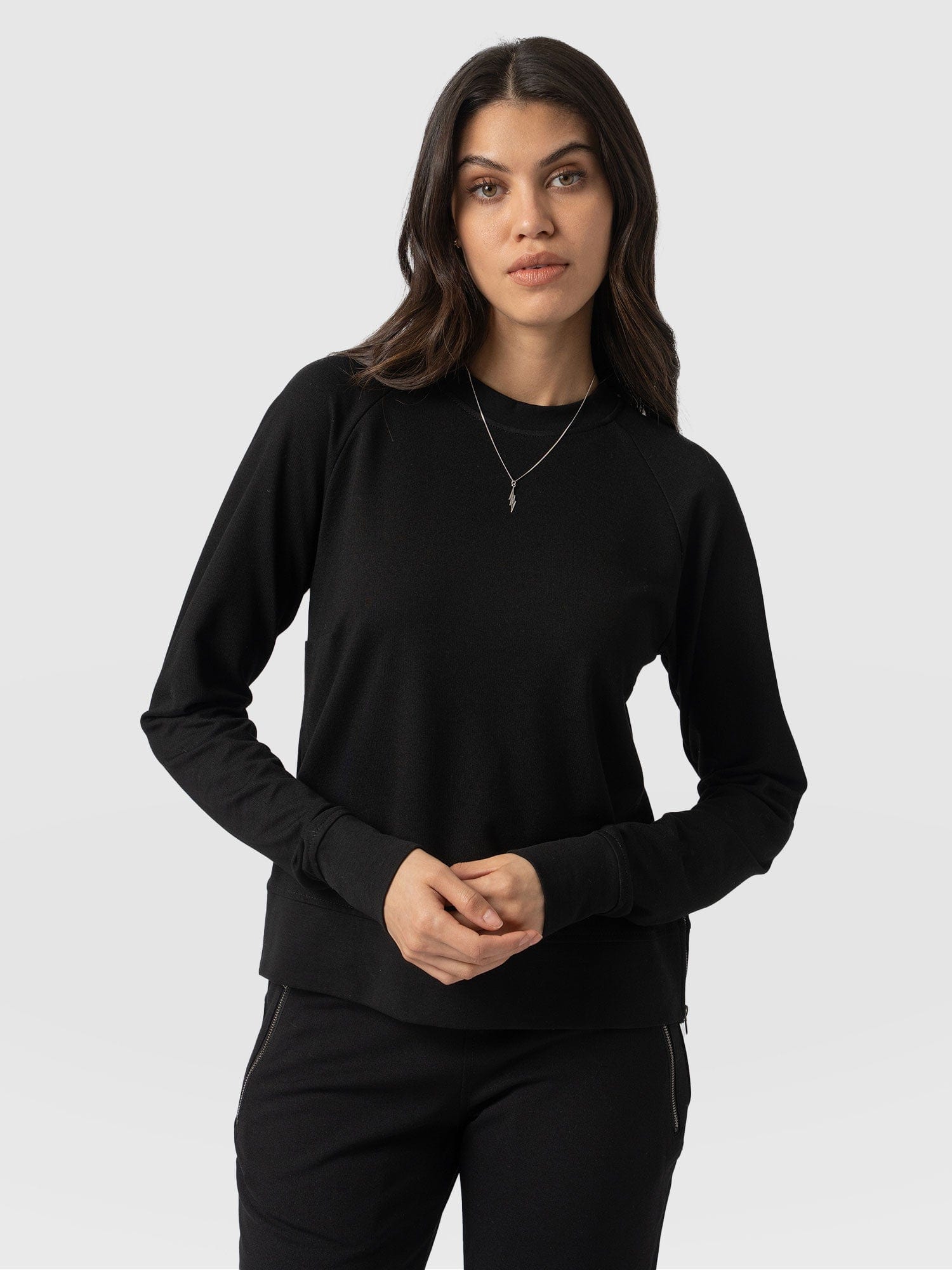 Morgan Zip Sweater Black & Beige - Women's Sweaters | Saint + Sofia® EU