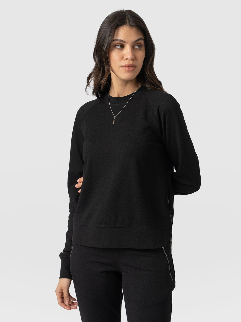 Morgan Zip Sweater Black & Beige - Women's Sweaters | Saint + Sofia® EU