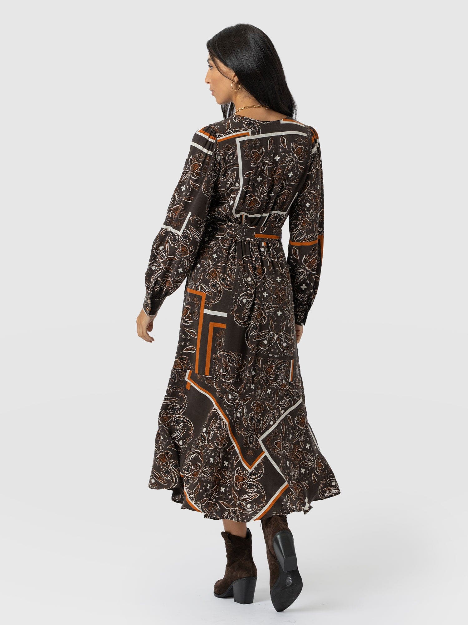 Naya V Neck Dress - Brown Paisley - Women's Dresses | Saint + Sofia? EU