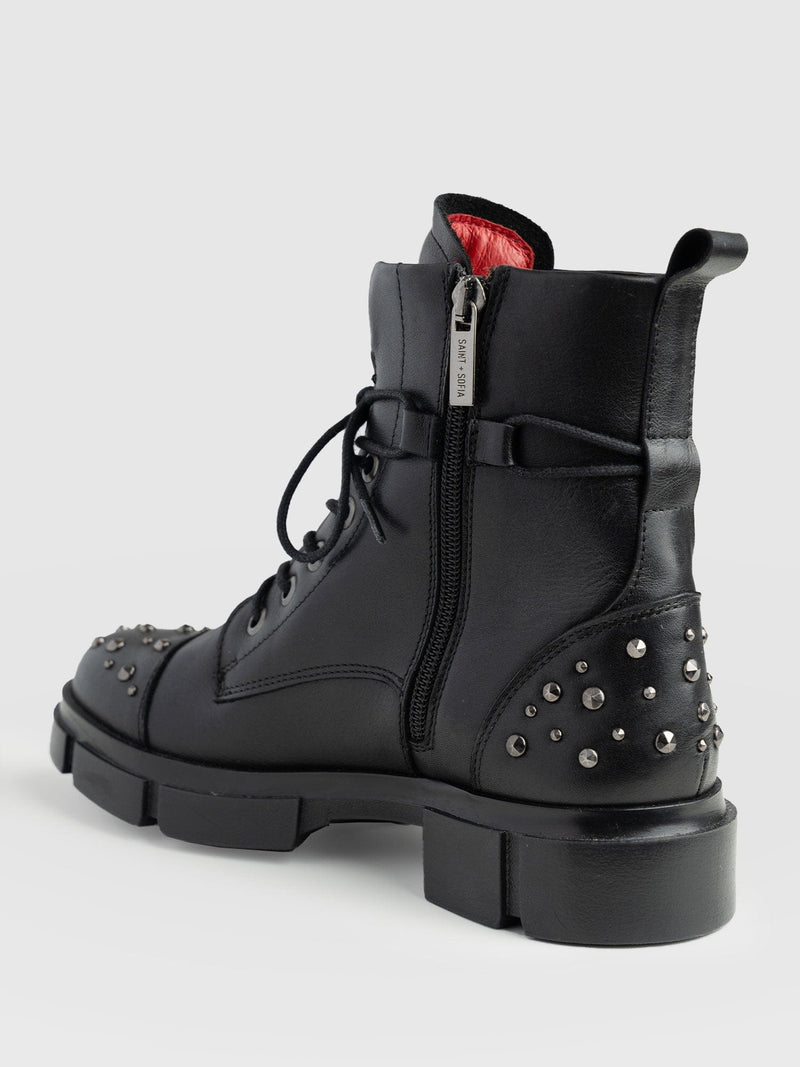 Noho Studded Boot Black - Women's Leather Boots | Saint + Sofia® EU