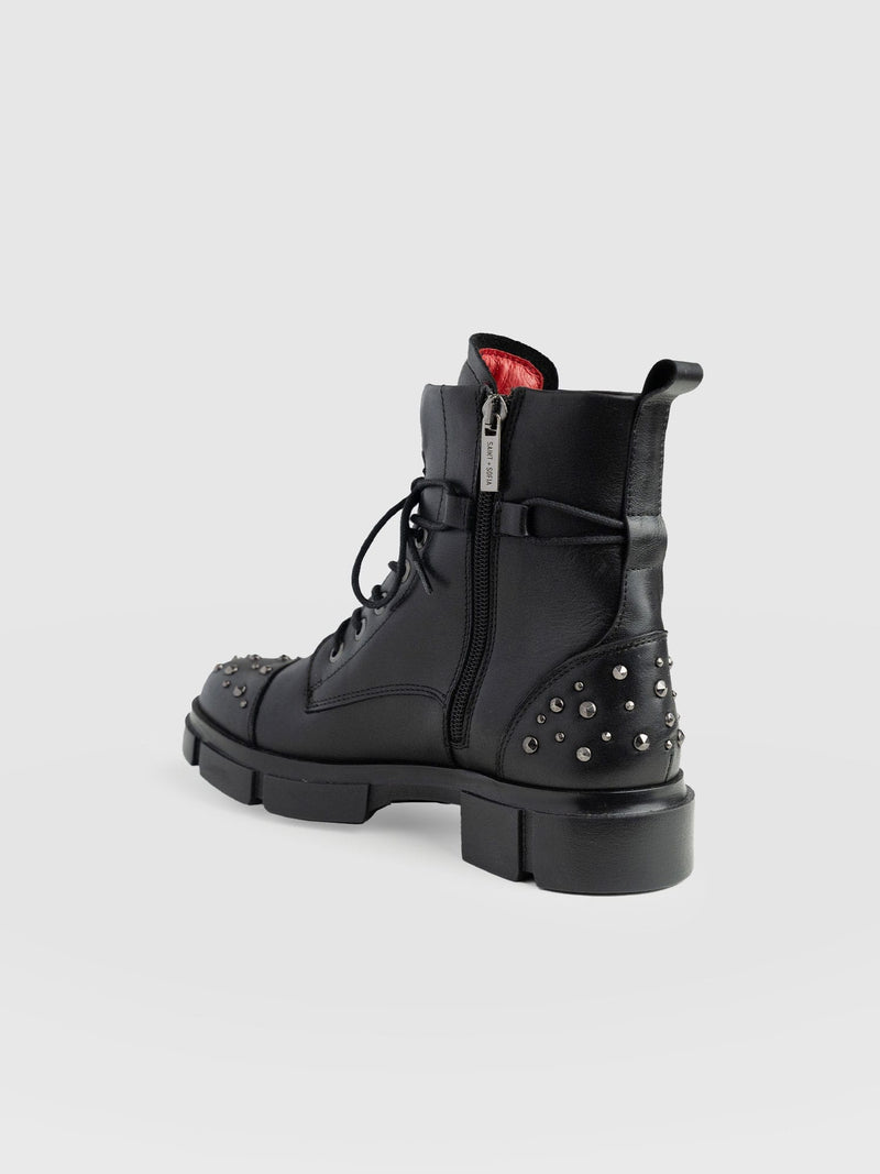 Noho Studded Boot Black - Women's Leather Boots | Saint + Sofia® EU
