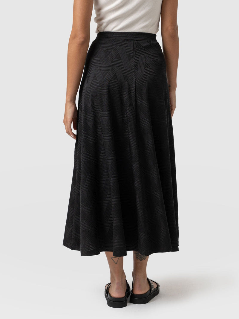 Nora A-Line Skirt Black Jacquard  - Women's Skirts | Saint + Sofia® UK