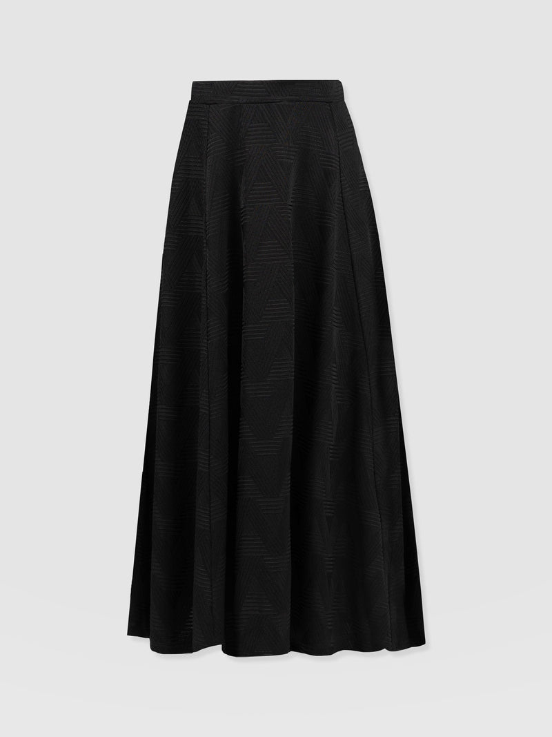 Nora A-Line Skirt Black Jacquard  - Women's Skirts | Saint + Sofia® UK