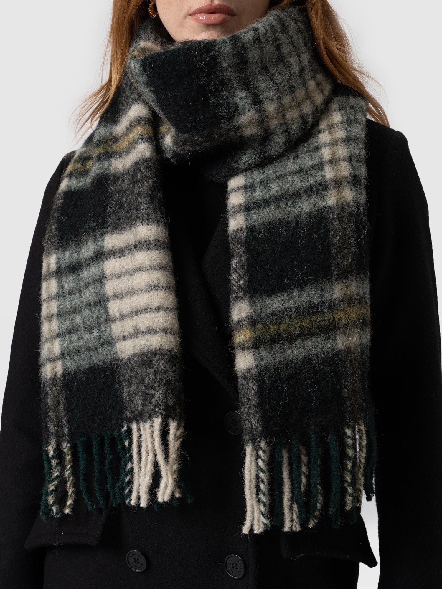 Nora Check Scarf Green - Women's Scarf | Saint + Sofia® EU