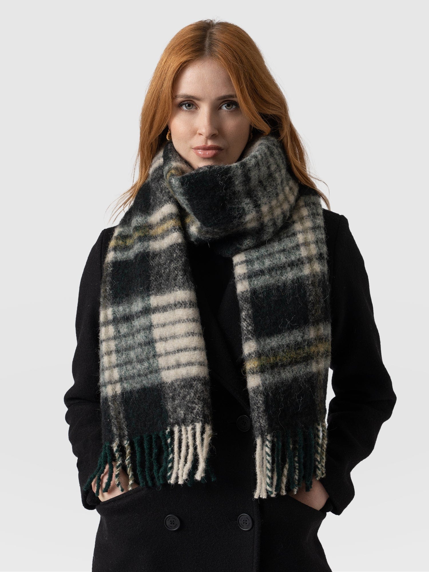 Nora Check Scarf Green - Women's Scarf | Saint + Sofia® EU