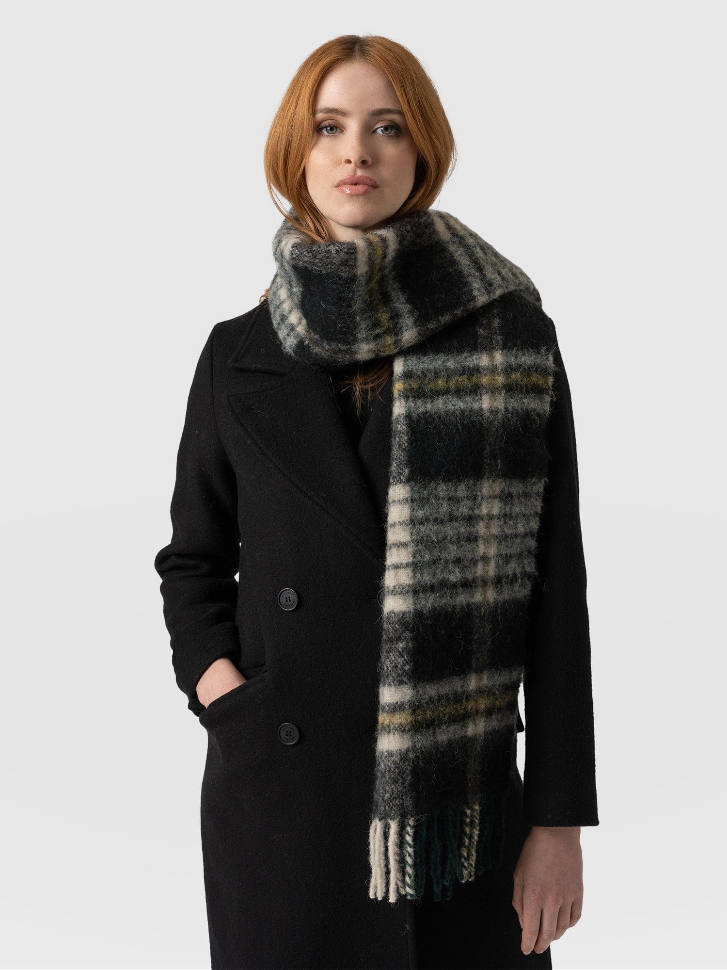 Nora Check Scarf Green - Women's Scarf | Saint + Sofia® EU