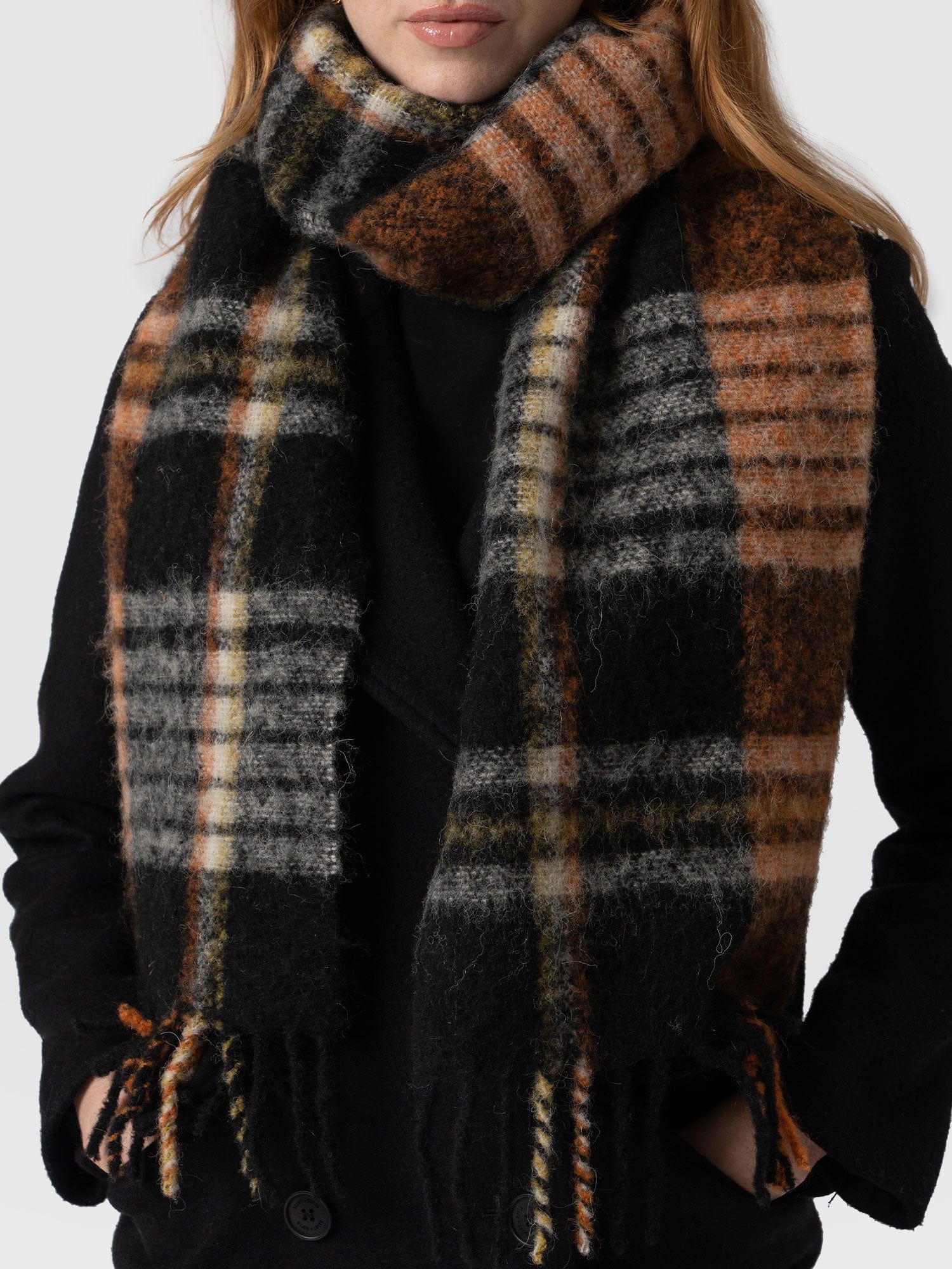 Nora Check Scarf Orange - Women's Scarf | Saint + Sofia® EU