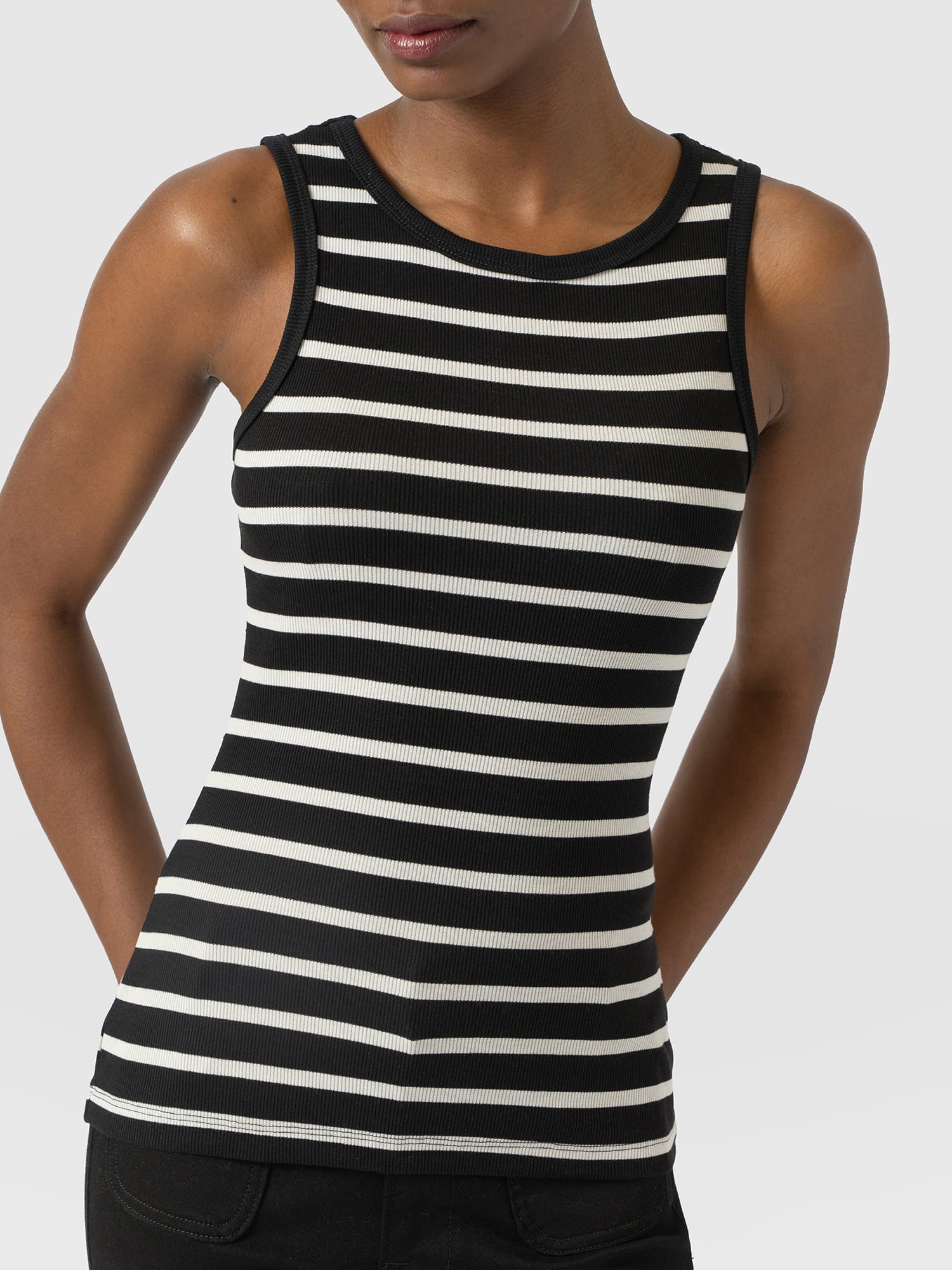 Nova Racer Vest - Black & White Stripe - Women's T-shirts | Saint and Sofia® EU