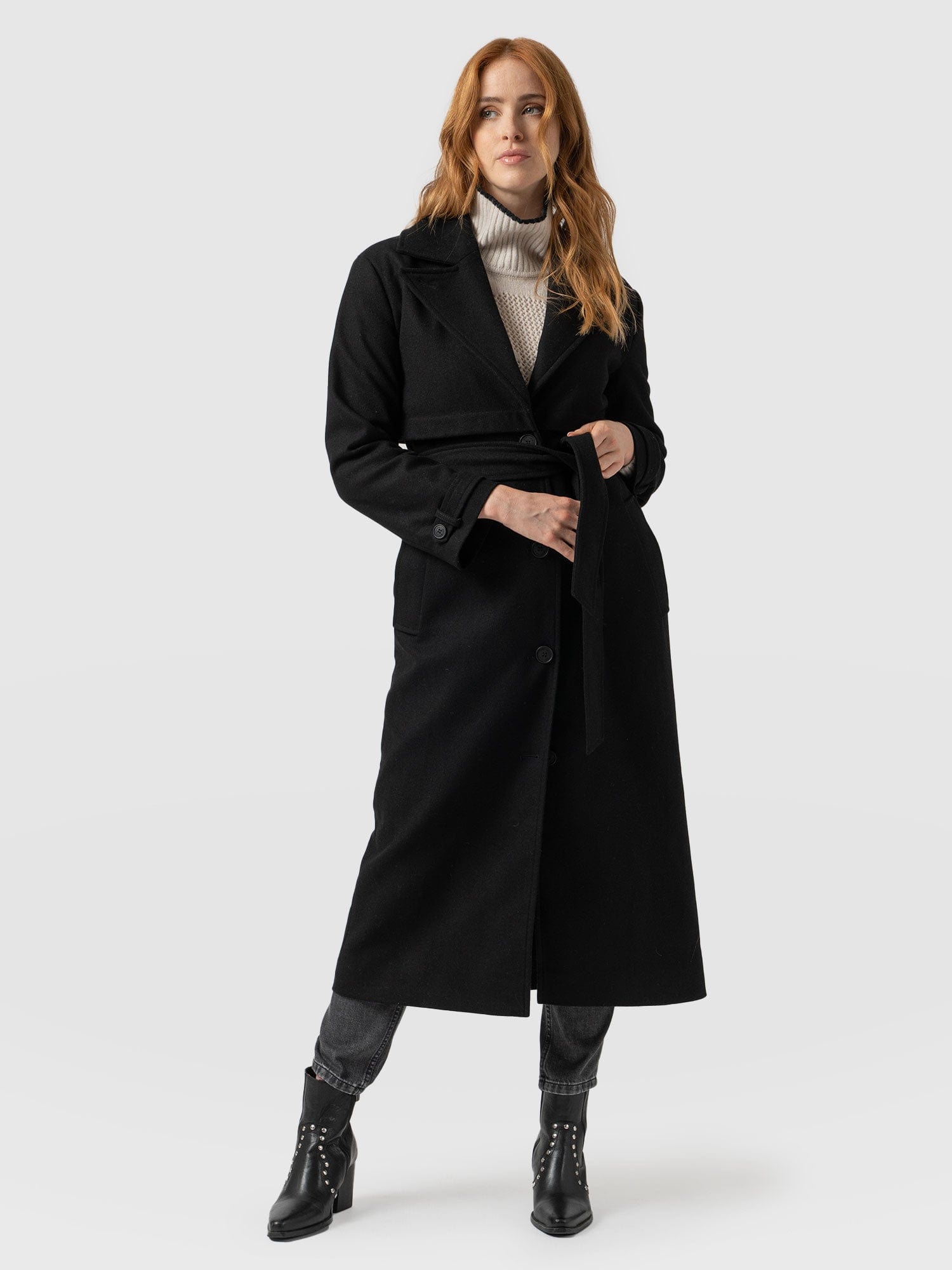 Long black wool on sale coats