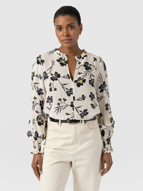 Olivia Blouse - White Spring Floral - Women's Blouses | Saint + Sofia® EU