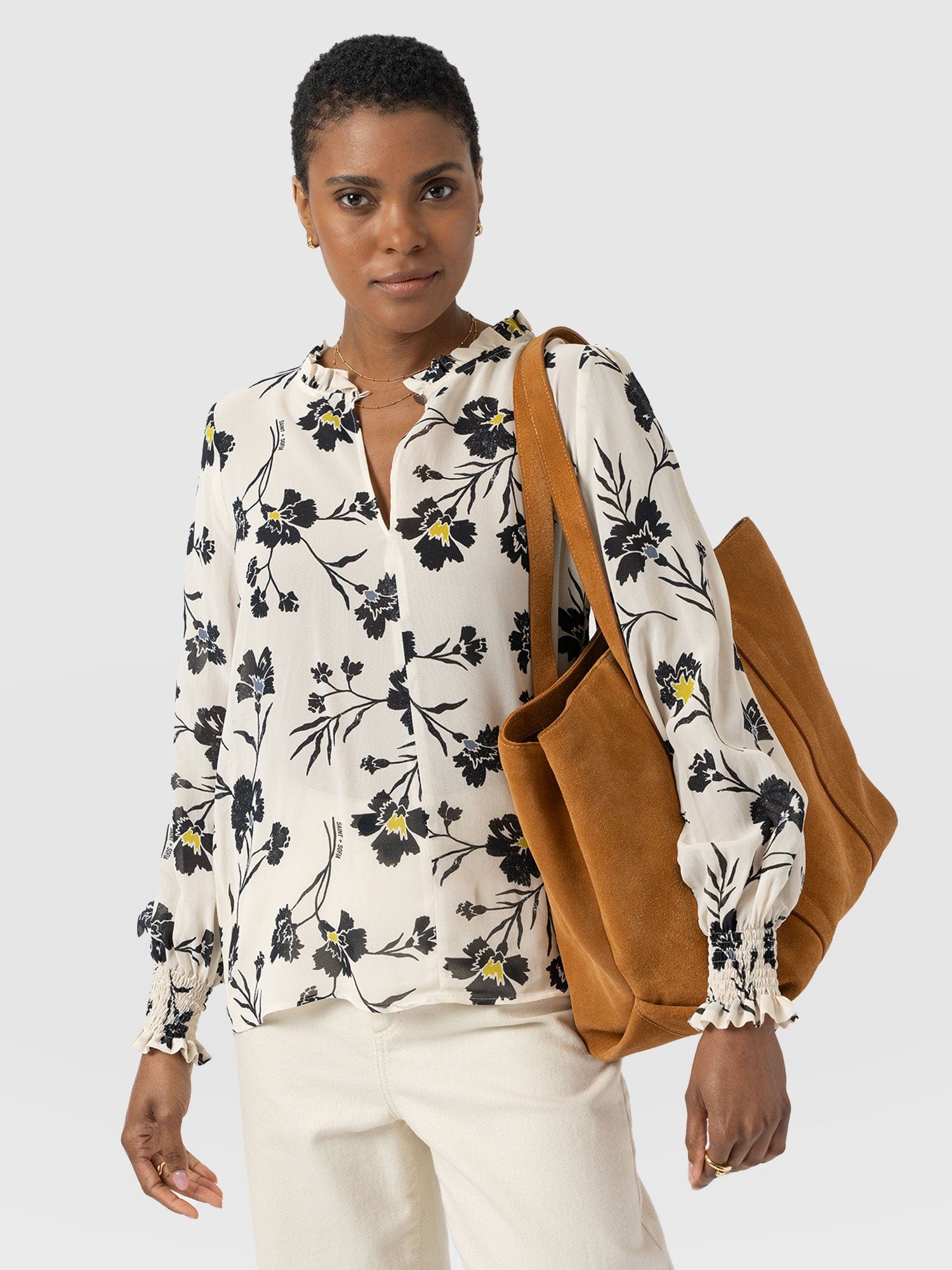 Olivia Blouse - White Spring Floral - Women's Blouses | Saint + Sofia® EU