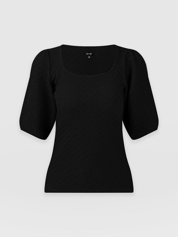 Olivia Puff Sleeve Tee Black - Women's T-shirts | Saint + Sofia® EU