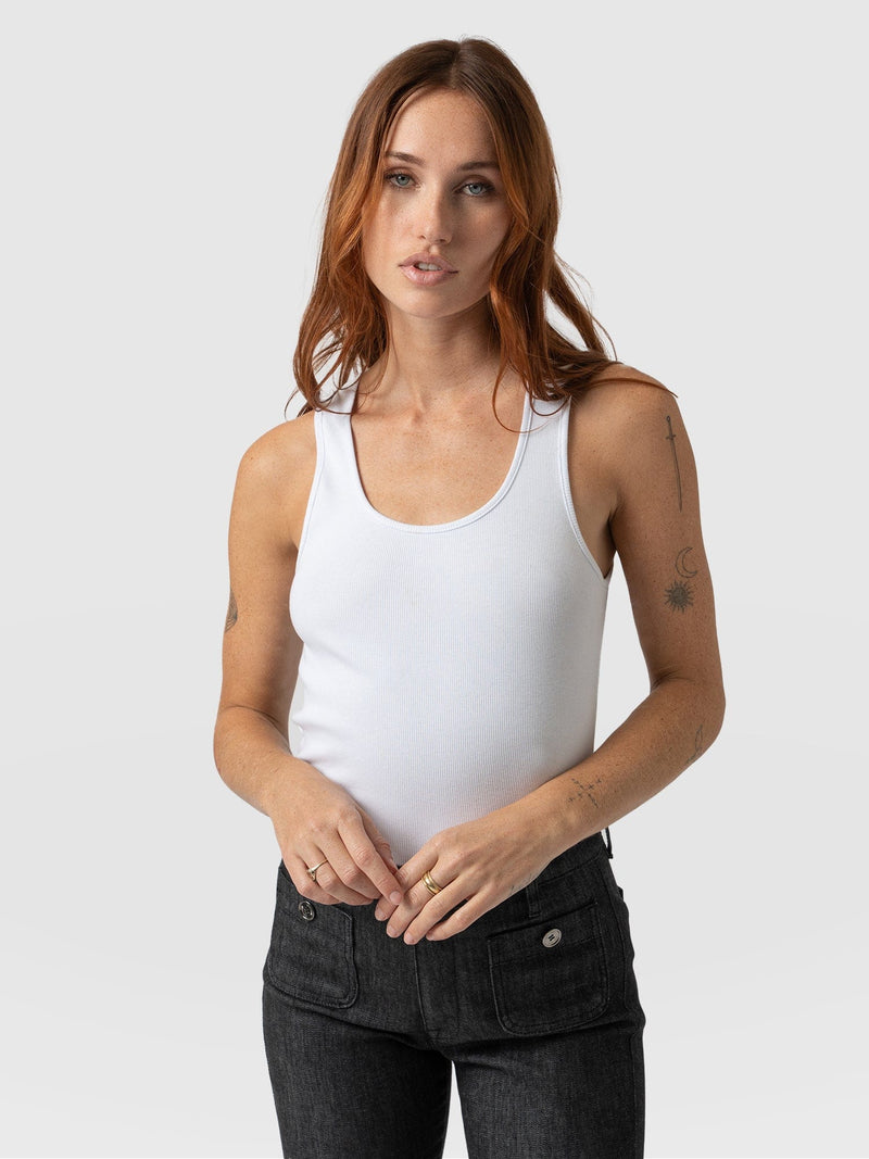 Olivia Rib Vest White - Women's Vests | Saint + Sofia® EU