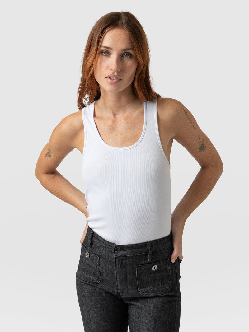 Olivia Rib Vest White - Women's Vests | Saint + Sofia® EU