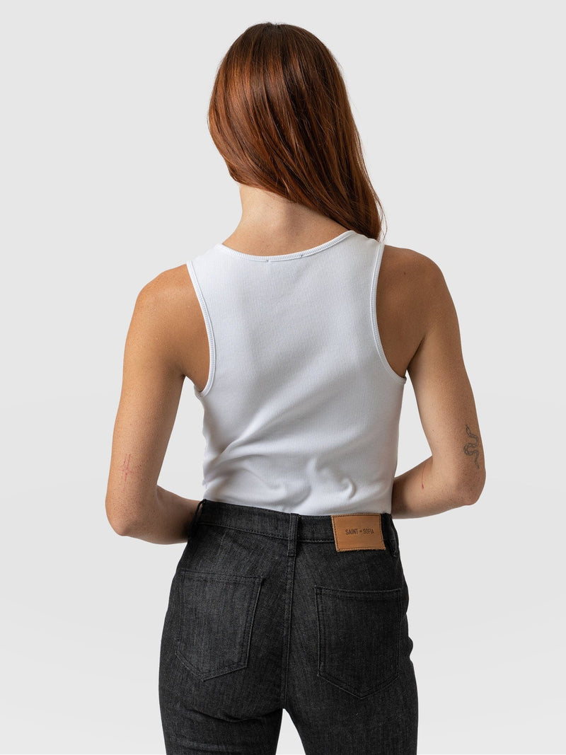 Olivia Rib Vest White - Women's Vests | Saint + Sofia® EU