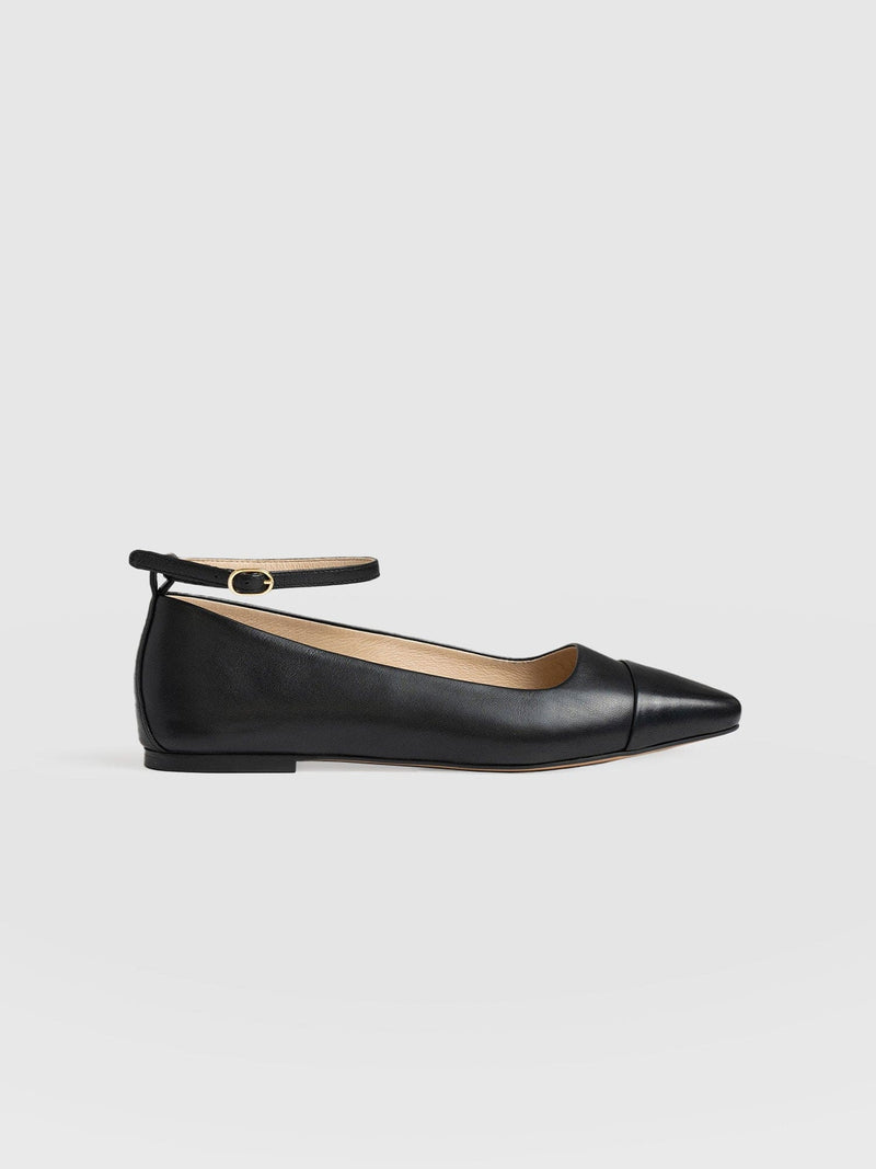 Ophelia Leather Ballerinas Black - Women's Shoes |  Saint + Sofia® EU