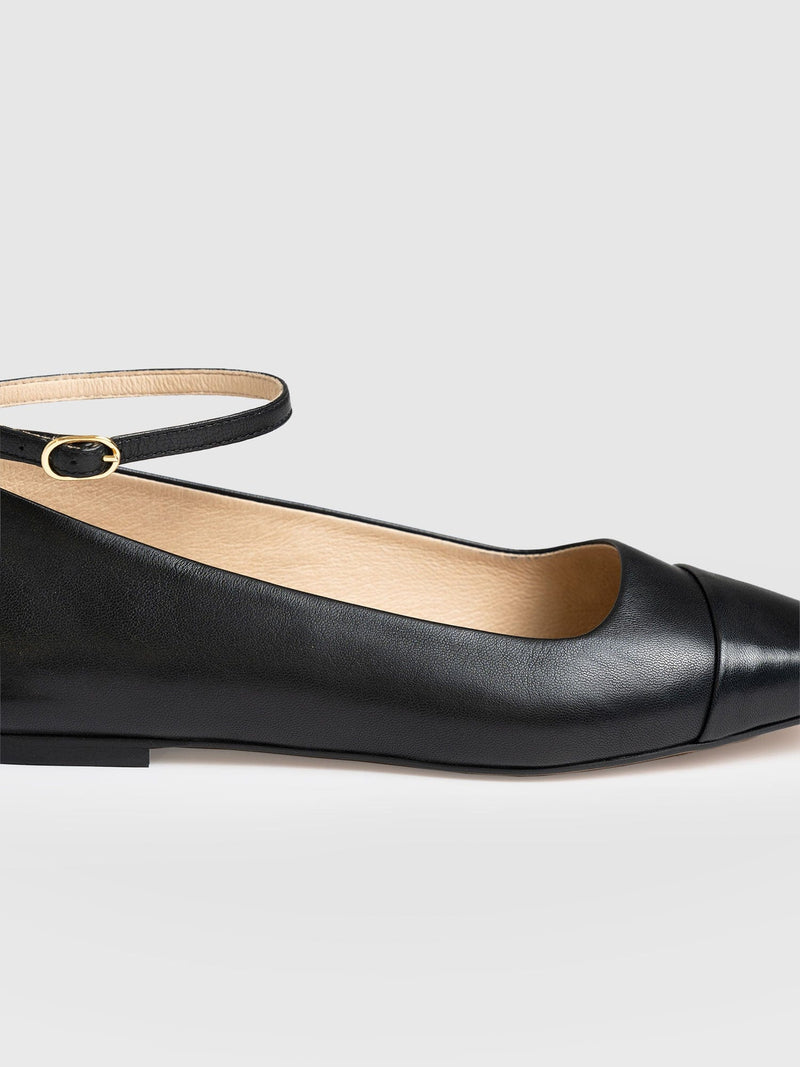 Ophelia Leather Ballerinas Black - Women's Shoes |  Saint + Sofia® EU