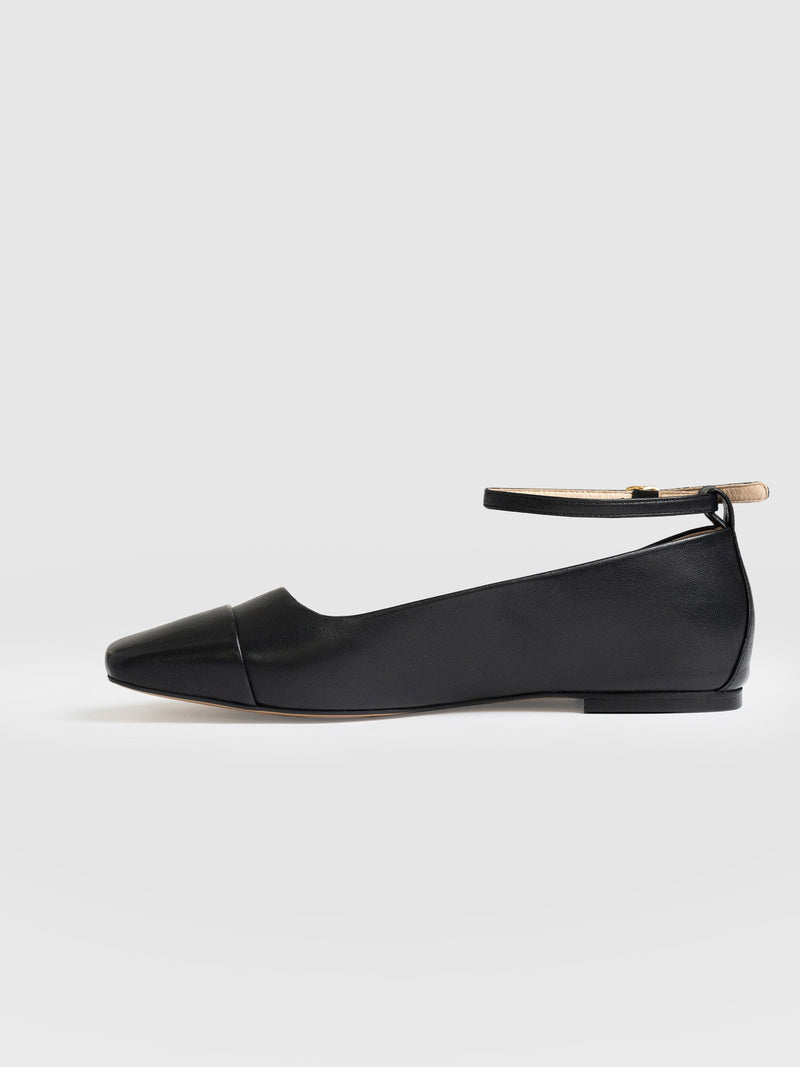 Ophelia Leather Ballerinas Black - Women's Shoes |  Saint + Sofia® EU