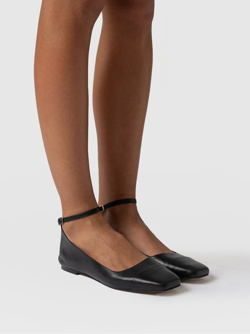 Ophelia Leather Ballerinas Black - Women's Shoes |  Saint + Sofia® EU