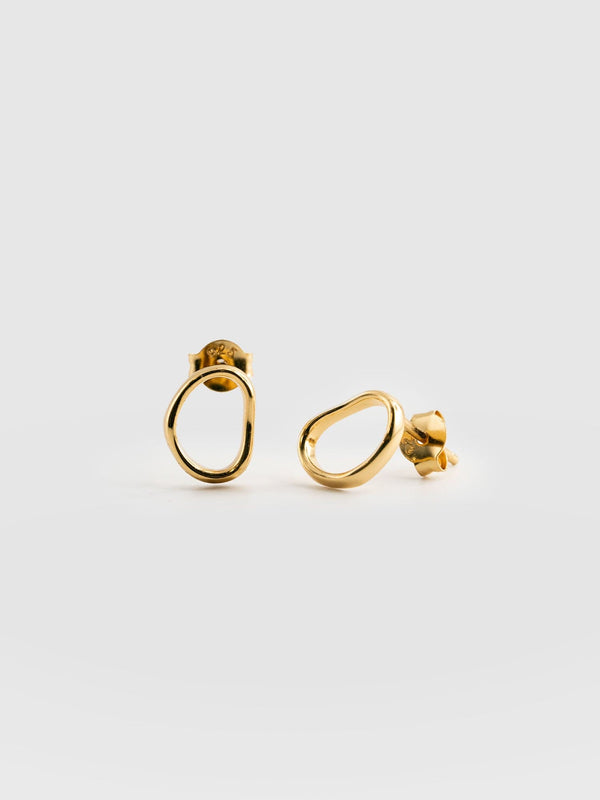 Organic Open Oval Stud Earrings Gold - Women's Jewellery | Saint + Sofia® EU