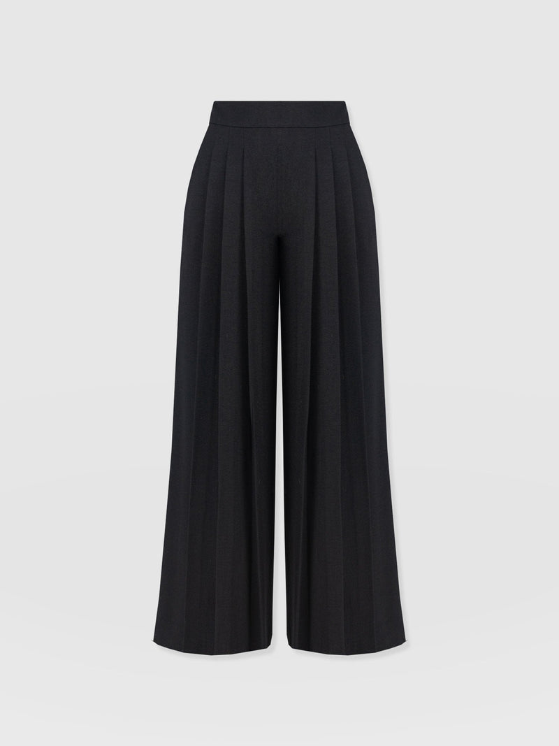 Oriya Pleated Wide Leg Pant - Black - Women's Trousers | Saint + Sofia® EU