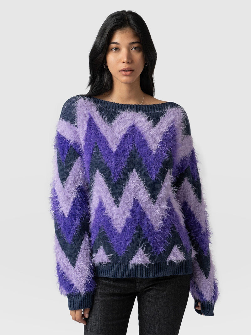 Orla Chevron Sweater Purple - Women's Sweaters | Saint + Sofia® EU