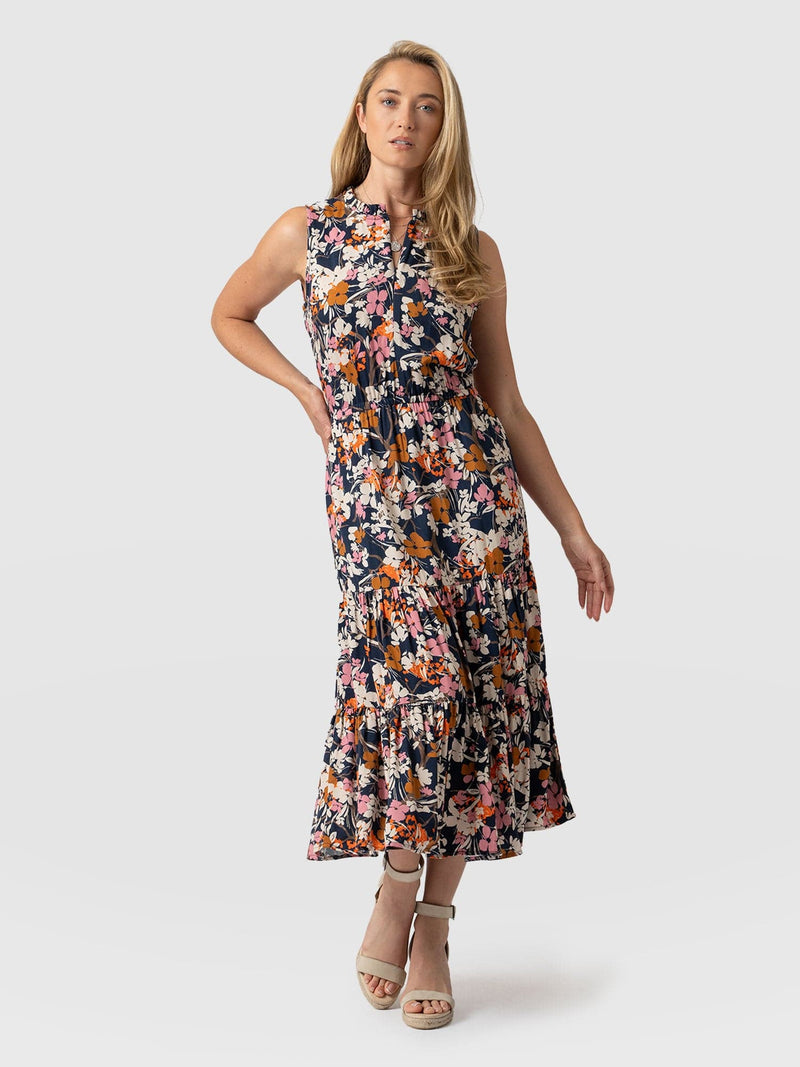 Orla Dress - Navy Cream Floral