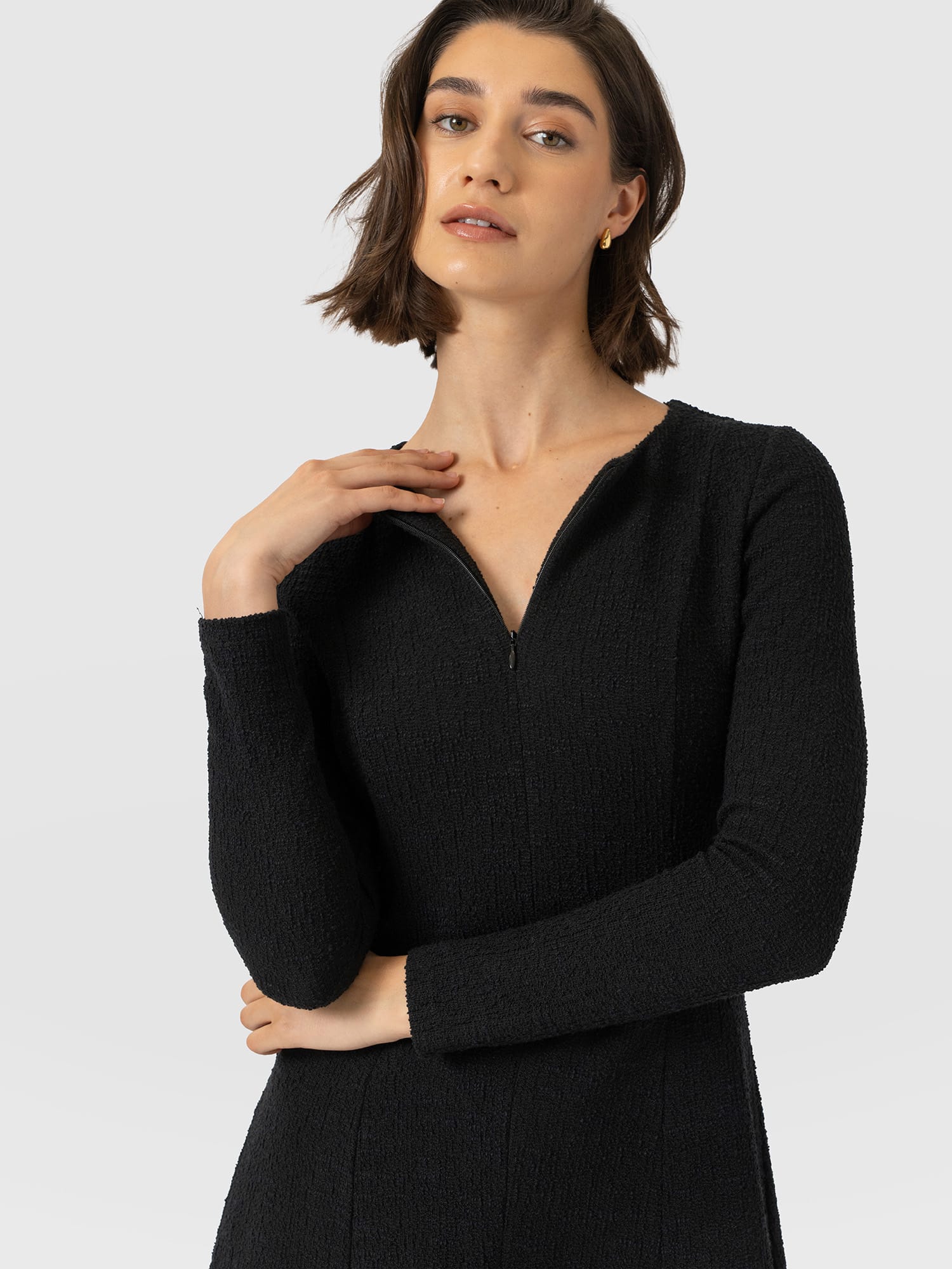 Orla Midi Dress - Black Boucle - Women's Dresses | Saint and Sofia® EU